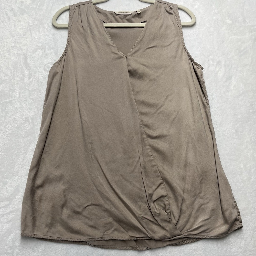Soft Surroundings Hideaway Tank Womens Medium Taupe Sleeveless Wrap Top